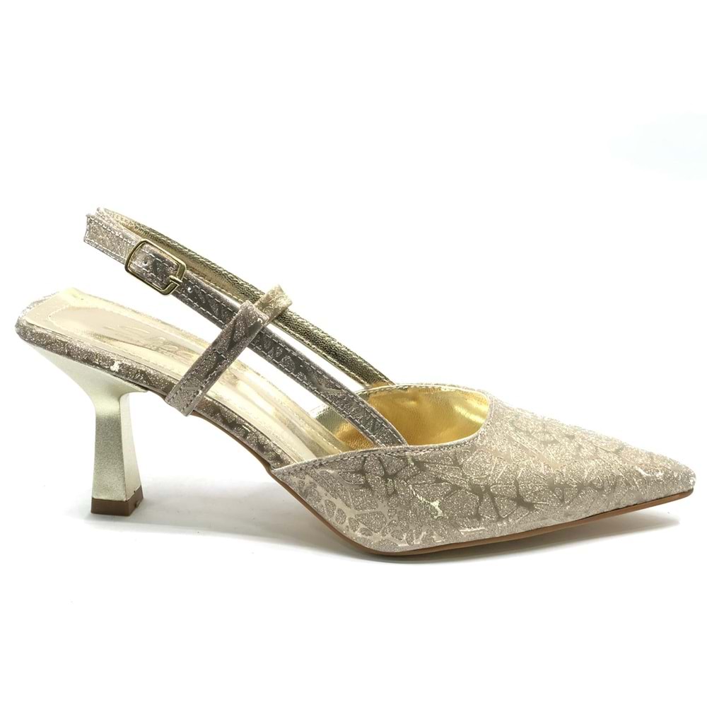 Mehtap Kırışık Arkası Açık Stiletto Kadın Topuklu Ayakkabı