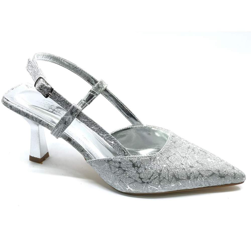 Mehtap Kırışık Arkası Açık Stiletto Kadın Topuklu Ayakkabı