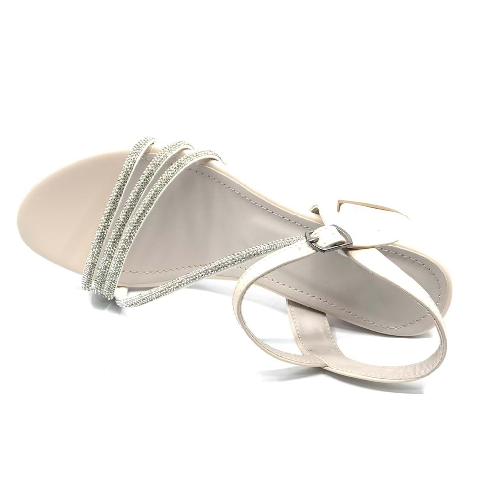 Mehtap Çapraz Üç Şerit Taşlı 5 cm Kadın Abiye Topuklu Ayakkabı