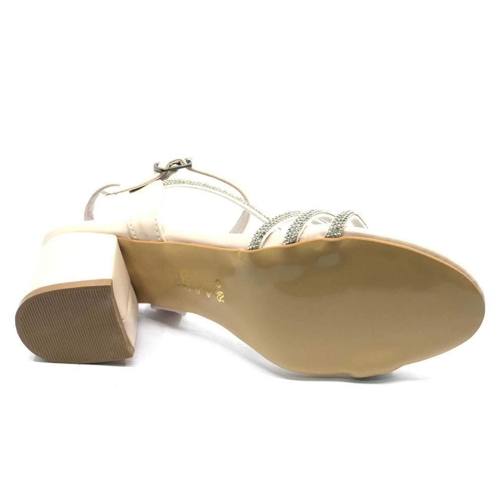 Mehtap Çapraz Üç Şerit Taşlı 5 cm Kadın Abiye Topuklu Ayakkabı