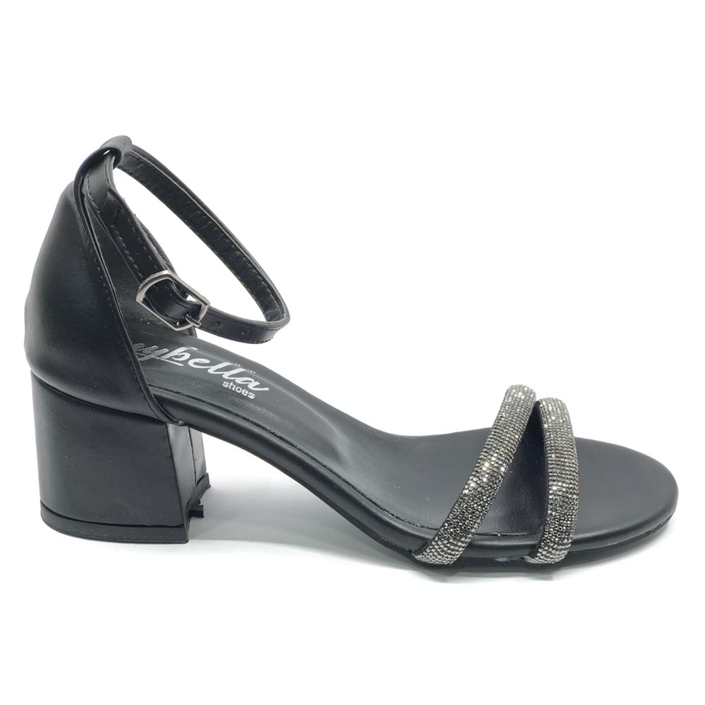 Mehtap Çift Şerit Taşlı 4 cm Topuklu Kadın Abiye Ayakkabı