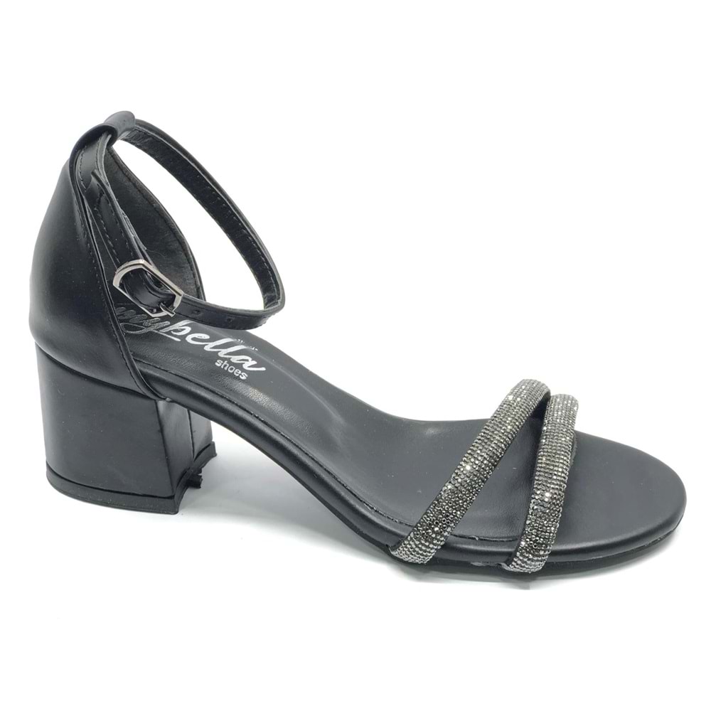 Mehtap Çift Şerit Taşlı 4 cm Topuklu Kadın Abiye Ayakkabı