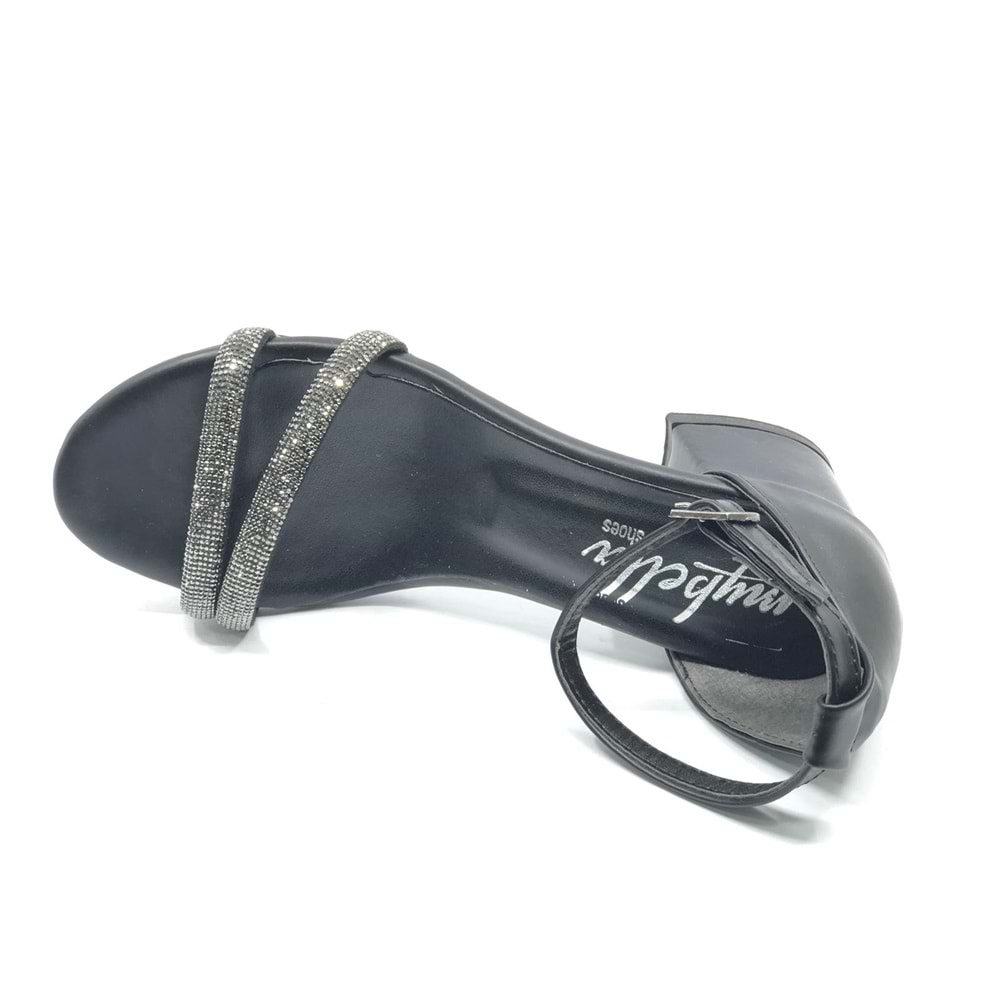 Mehtap Çift Şerit Taşlı 4 cm Topuklu Kadın Abiye Ayakkabı