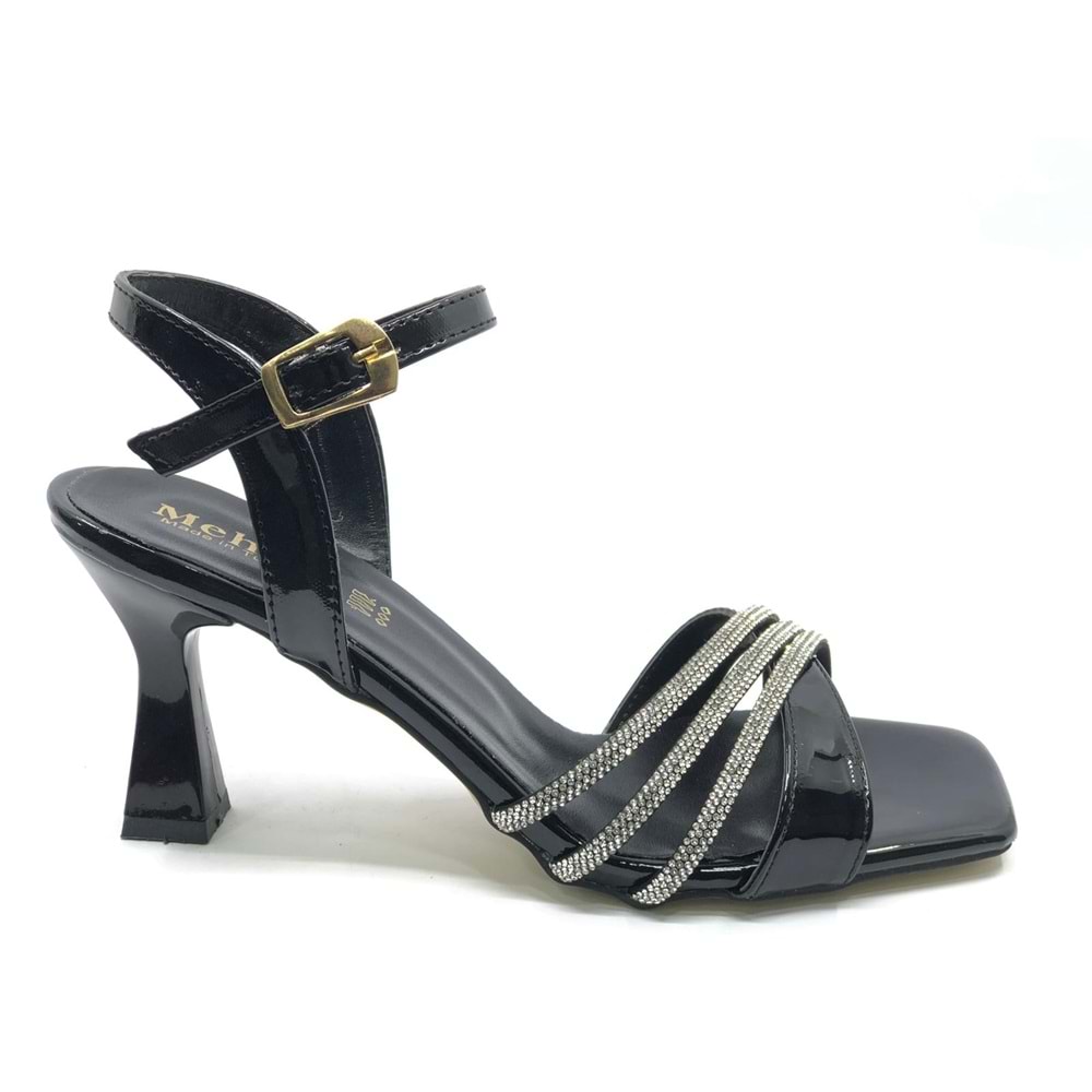 Mehtap Üç Şerit Taşlı 8 cm Topuklu Kadın Abiye Ayakkabı