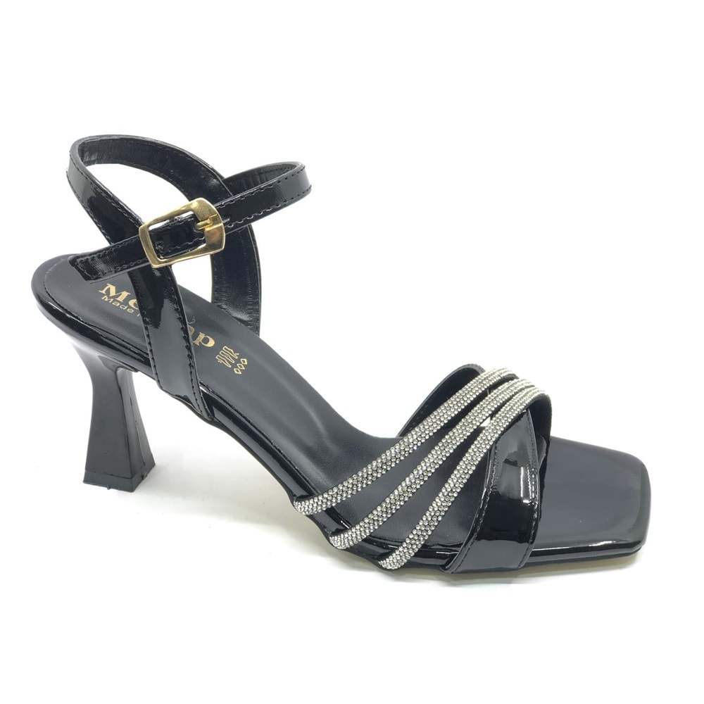 Mehtap Üç Şerit Taşlı 8 cm Topuklu Kadın Abiye Ayakkabı