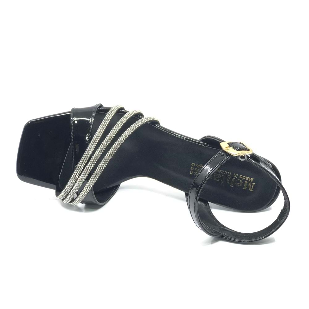 Mehtap Üç Şerit Taşlı 8 cm Topuklu Kadın Abiye Ayakkabı