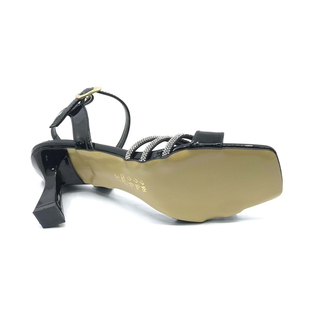 Mehtap Üç Şerit Taşlı 8 cm Topuklu Kadın Abiye Ayakkabı