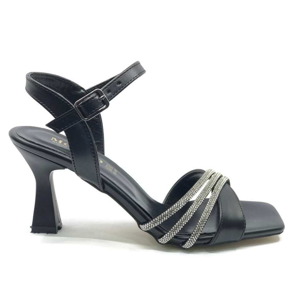Mehtap Üç Şerit Taşlı 8 cm Topuklu Kadın Abiye Ayakkabı