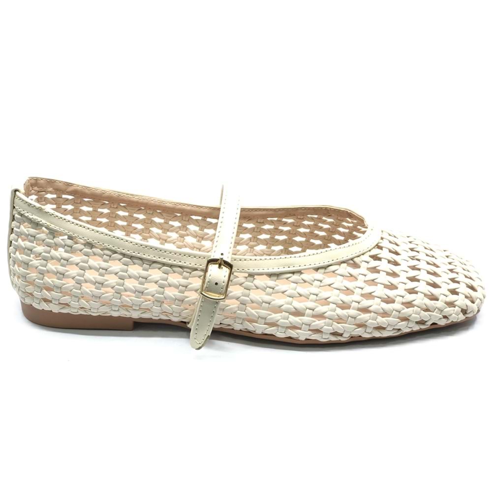 Feles Kemer Örgü Detaylı Kadın Babet Ayakkabı