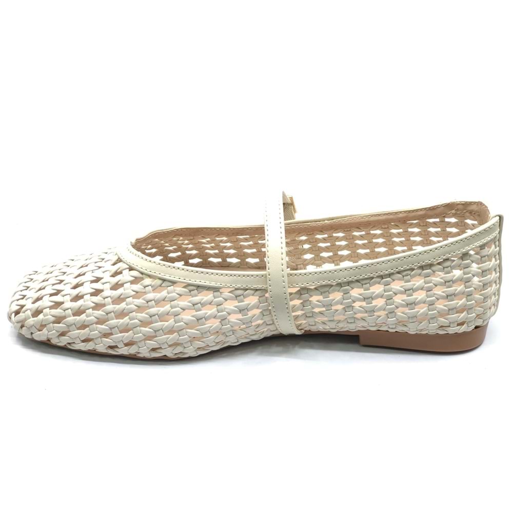 Feles Kemer Örgü Detaylı Kadın Babet Ayakkabı