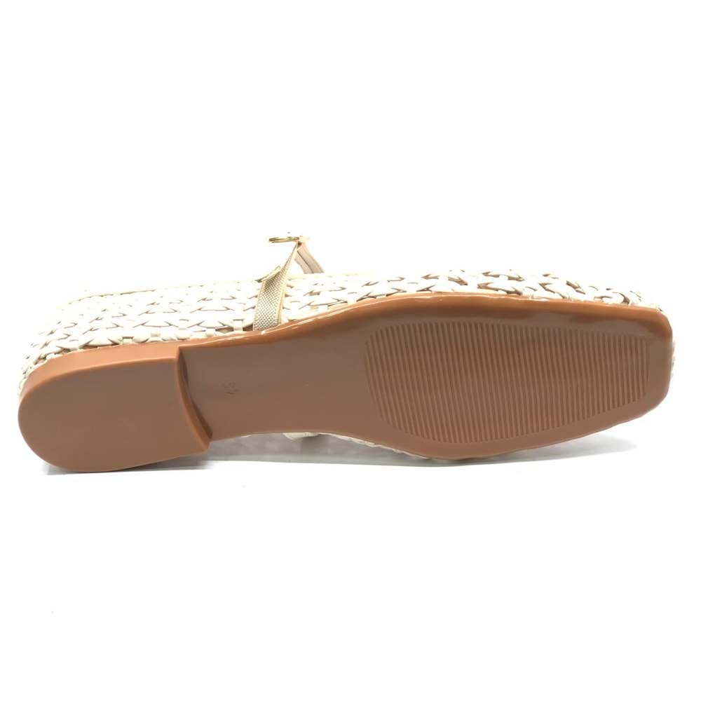 Feles Kemer Örgü Detaylı Kadın Babet Ayakkabı