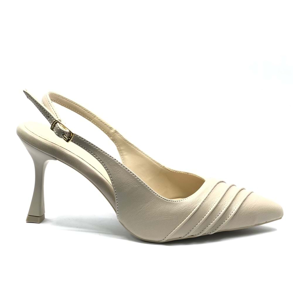 Feles Burgu Detaylı Arkası Açık Stiletto Topuklu Kadın Ayakkabı