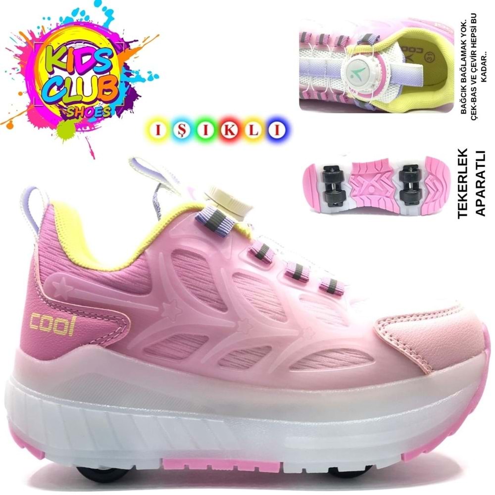 Cool Wheel Akıllı Bağcıklı Işıklı Ortopedik Patenli Çocuk Spor Ayakkabı