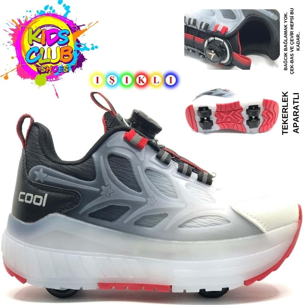 Cool Wheel Akıllı Bağcıklı Işıklı Ortopedik Patenli Çocuk Spor Ayakkabı