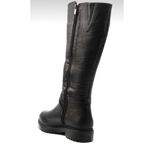 Ayakdaş Tokalı Düz Deri Kadın Çizme