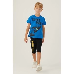 Superman Lisanslı L1702 Steel T-Shirt ve Kapri Alt Üst Erkek Çocuk Takımı