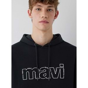 Mavi M0S10196-900 Mavi Logo Baskılı Kapüşonlu Erkek Sweatshirt