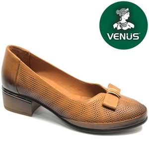 Venüs Mockin Hakiki Deri Kurdela Detaylı Kadın Topuklu Ayakkabı