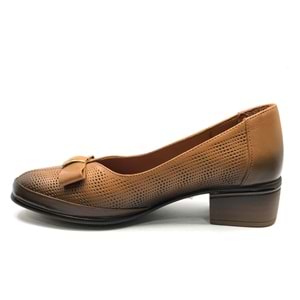 Venüs Mockin Hakiki Deri Kurdela Detaylı Kadın Topuklu Ayakkabı