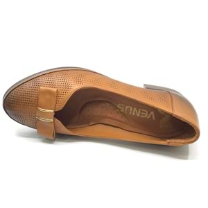 Venüs Mockin Hakiki Deri Kurdela Detaylı Kadın Topuklu Ayakkabı