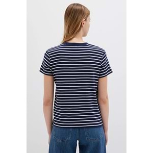 Mavi M16113562-88030 Logo Baskılı Çizgili T-Shirt Kadın Tişört
