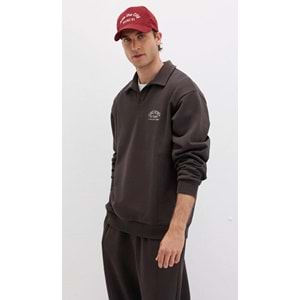 Mavi 0S10479-70219 Polo Yaka Nakışlı Erkek Kapüşonlu Sweatshirt
