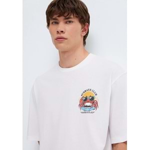 Mavi M0613386-620 Mavi Yengeç Baskılı Tişört Erkek T-Shirt
