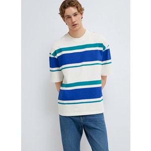 Mavi M0613331-70057 Basic Çizgili Tişört Loose Fit Tişört Erkek T-Shirt