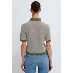 Mavi M1614310-91729 Çizgili Polo Yaka T-Shirt Kadın Tişört