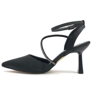 Feles Arkası Açık Şerit Taşlı Stiletto Kadın Topuklu Ayakkabı