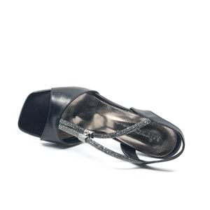 Feles V Çift Şerit Taşlı Kadın Topuklu Ayakkabı