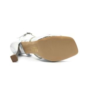 Feles Çapraz Şerit Taşlı Topuklu Kadın Abiye Ayakkabı