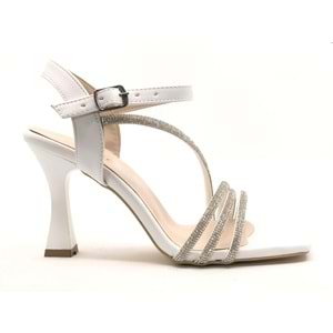 İremsu Dört Şerit Taş Detaylı 8 cm Topuklu Kadın Abiye Ayakkabı