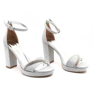 Feles Şerit Taş Detaylı Tek Bant Platform 11 cm Topuklu Kadın Ayakkabı