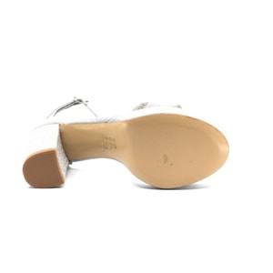 Feles Şerit Taş Detaylı Tek Bant Platform 11 cm Topuklu Kadın Ayakkabı