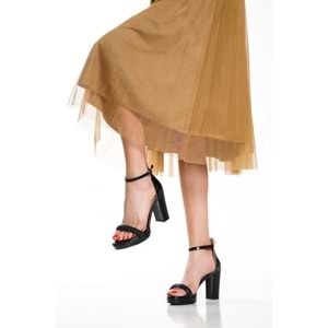 Feles 20mm.platform Taşlı Tek Bant Bilekten Tokalı Abiye Kadın Ayakkabı