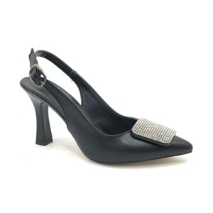 Feles Toka Taş Detaylı Arkası Açık Stiletto Kadın Topuklu Ayakkabı