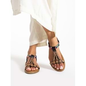 Feles Düz Taban Fular Detaylı Kadın Sandalet