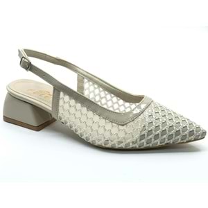 Seribo Dantel Taş Detaylı Kısa Topuklu Arkası Açık Kadın Babet Ayakkabı