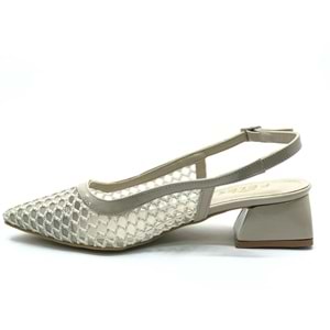 Seribo Dantel Taş Detaylı Kısa Topuklu Arkası Açık Kadın Babet Ayakkabı