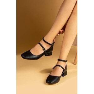 Seribo Çift Toka Detaylı Kısa Topuklu Kadın Babet Ayakkabı