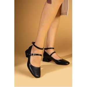 Seribo Çift Toka Detaylı Kısa Topuklu Kadın Babet Ayakkabı