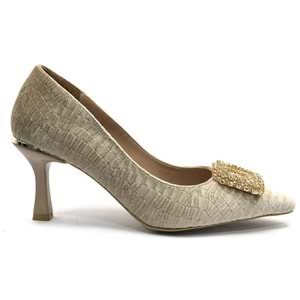 Feles Kadife Taş Toka Detaylı Stiletto Kadın Topuklu Ayakkabı