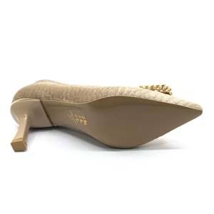 Feles Kadife Taş Toka Detaylı Stiletto Kadın Topuklu Ayakkabı