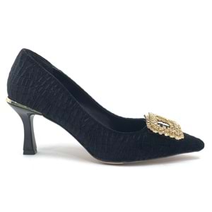 Feles Kadife Taş Toka Detaylı Stiletto Kadın Topuklu Ayakkabı