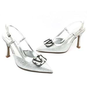 Feles V Toka Detaylı Arkası Açık Stiletto Kadın Topuklu Ayakkabı