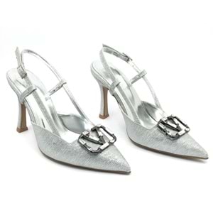 Feles V Toka Detaylı Arkası Açık Stiletto Kadın Topuklu Ayakkabı