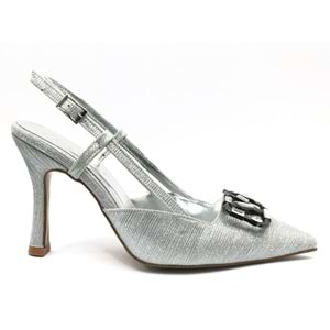 Feles V Toka Detaylı Arkası Açık Stiletto Kadın Topuklu Ayakkabı