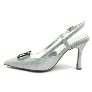 Feles V Toka Detaylı Arkası Açık Stiletto Kadın Topuklu Ayakkabı