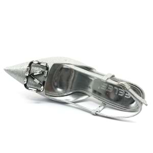 Feles V Toka Detaylı Arkası Açık Stiletto Kadın Topuklu Ayakkabı